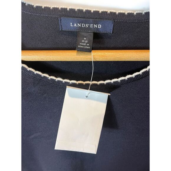 Lands end blouse knit size medium navy short sleeve sweater blouse - Picture 3 of 4